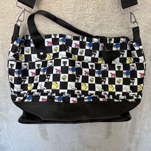 Sanrio Hello Kitty Black White Large Travel Duffel Bag Tote Bioworld 21x14x7 - Picture 2 of 8